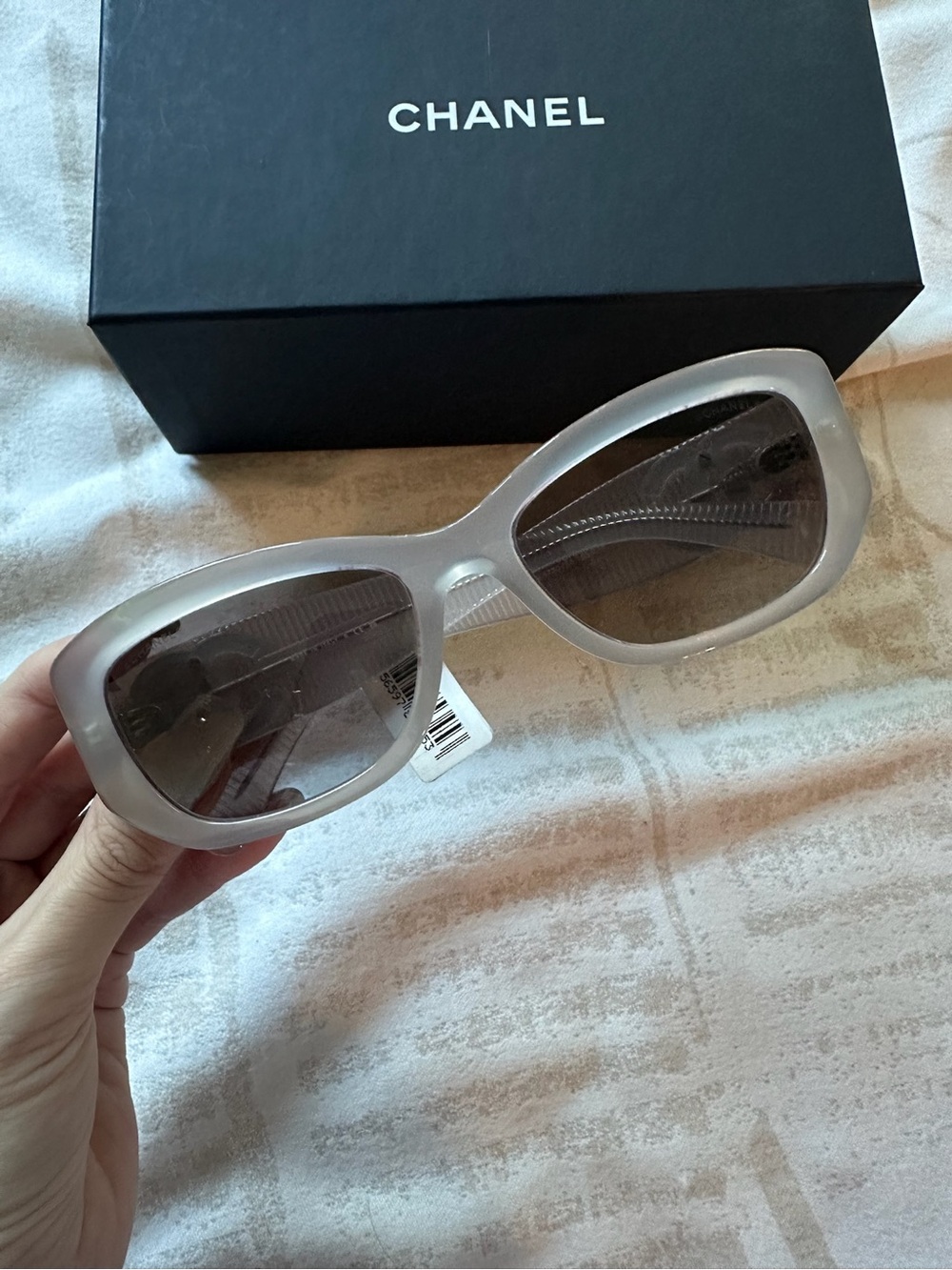 CHANEL Purple-Grey Rectangular Sunglasses